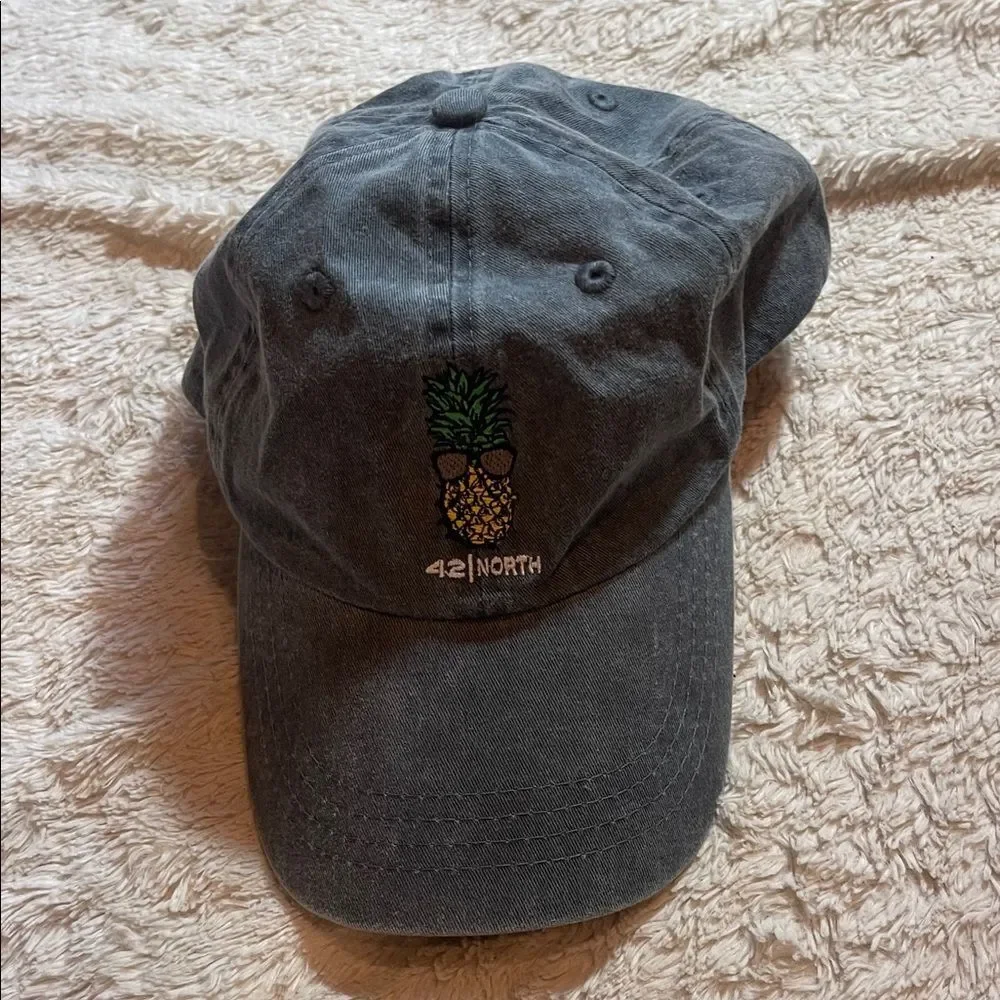 42|North Embroidered Pineapple Baseball Cap - Charcoal